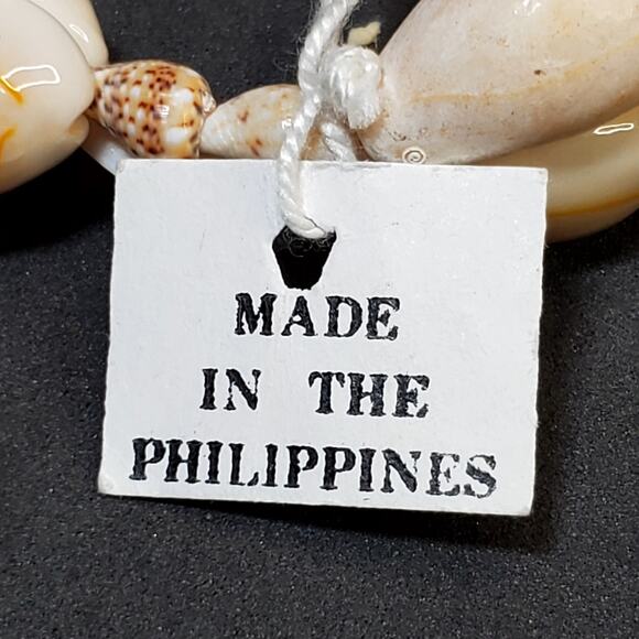 Made in the Philippines Necklace Cowrie Shell Bead Strand 15" Vtg Beachy Boho - Picture 4 of 5